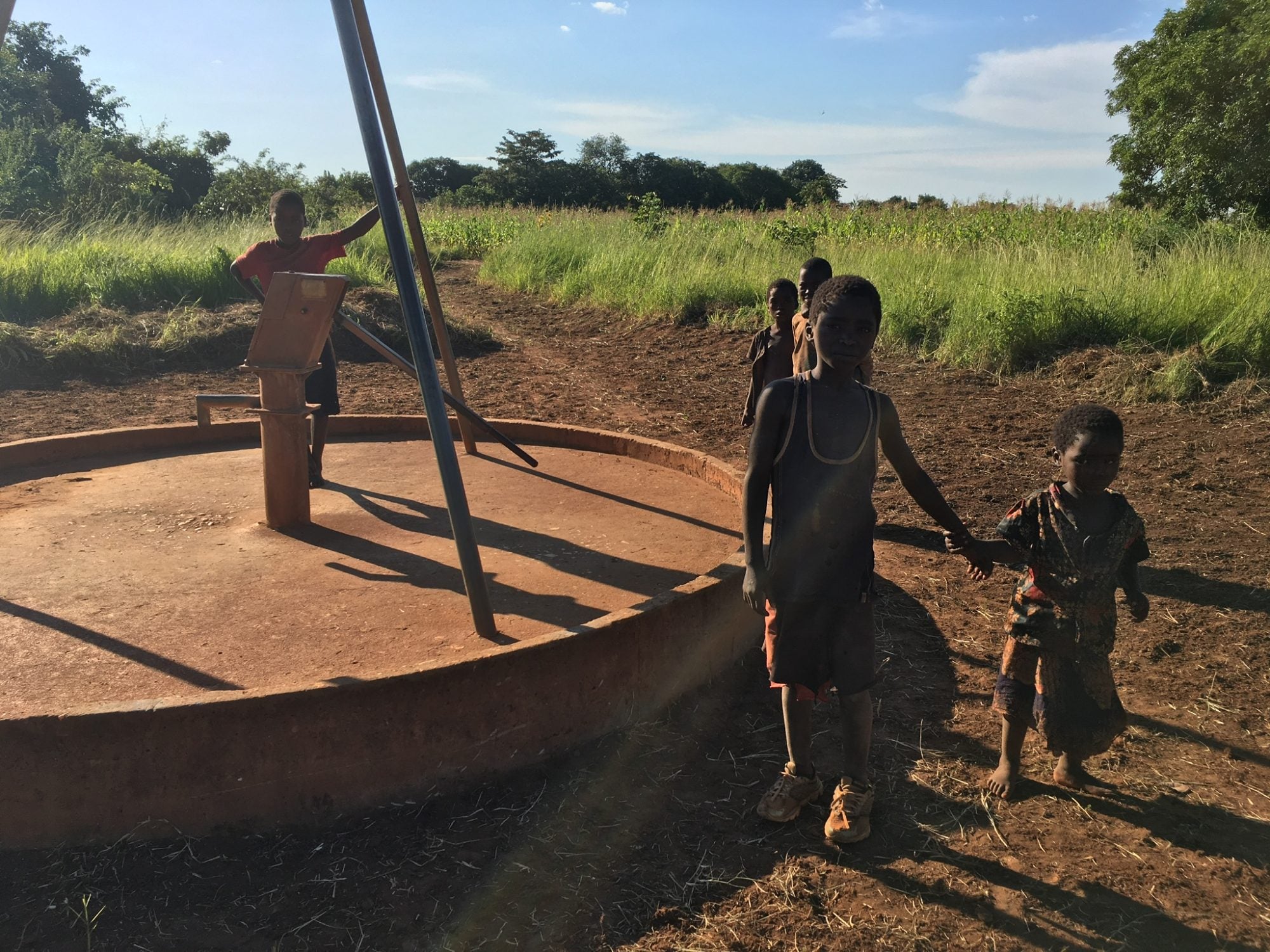 A working community handpump in Zambia